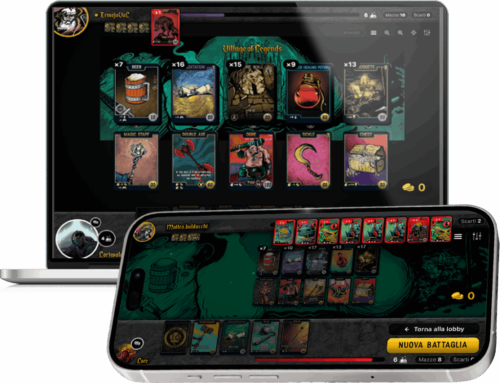 Village of Legends, fantasy deckbuilding card game free to play online